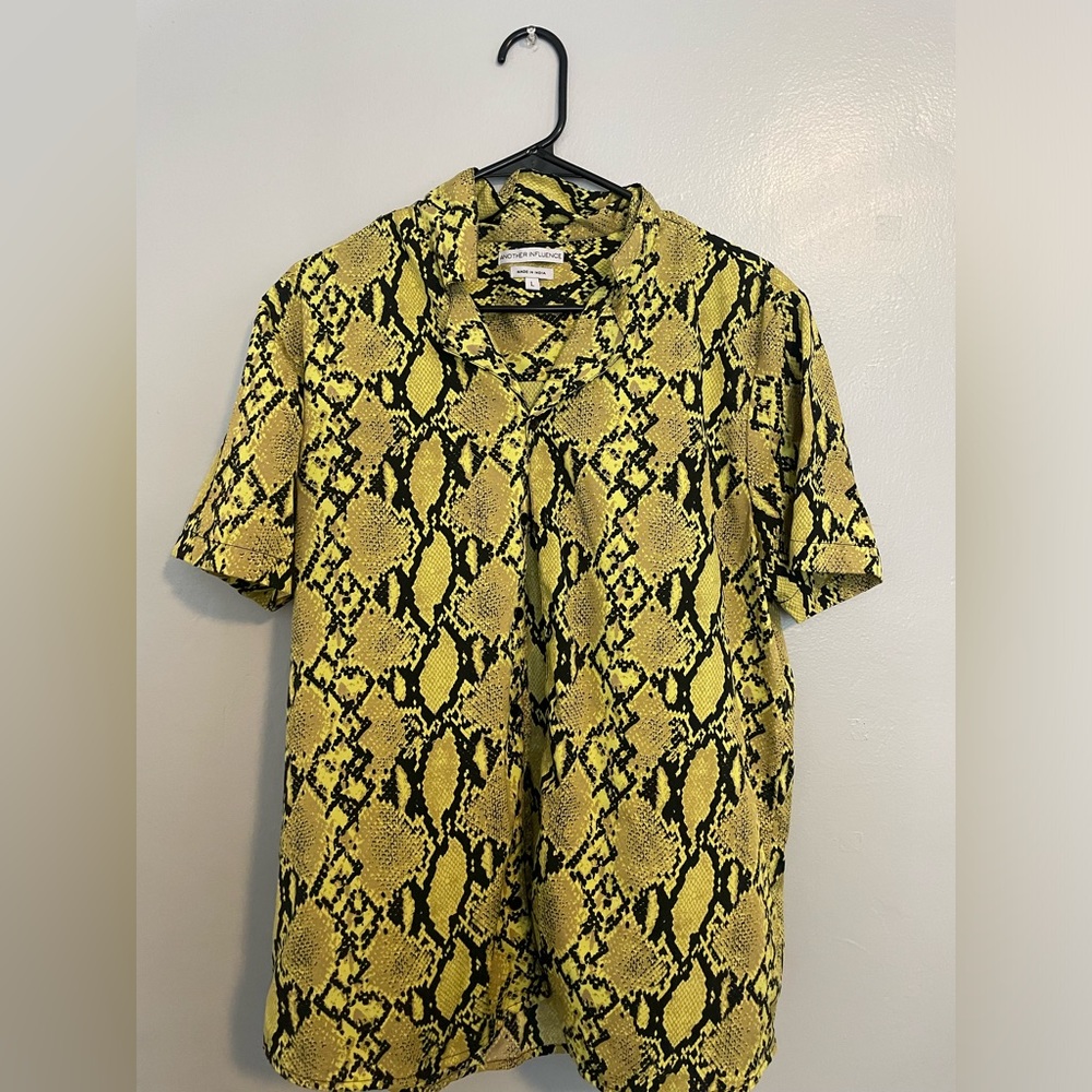Neon snakeskin button down